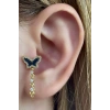 Altın Renk Kelebek Figürlü Çelik Tragus/Kıkırdak Küpe/Piercing (Tek)