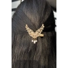 Altın Renk Kelebek Figürlü İnci Detaylı Yan Toka