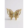 Altın Renk Kelebek Figürlü Taş Detaylı 14K Altın Kaplama TX Ear Cuff (Tek)