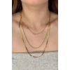 Altın Renk Kelebek Figürlü Üçlü   Çelik Kolye