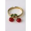 Altın Renk Kiraz Figürlü Ayarlanabilir Çelik Yüzük