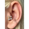 Altın Renk Kiraz Figürlü Çelik Tragus/Kıkırdak Küpe/Piercing (Tek)