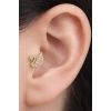 Altın Renk Kuğu Figürlü Taş Detaylı Cerrahi Çelik Tragus/Kıkırdak Küpe/Piercing (Tek)
