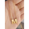Altın Renk M Harf Çelik Kolye