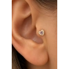 Altın Renk Mor Kalp Detaylı Cerrahi Çelik Tragus/Kıkırdak Küpe/Piercing (Tek)