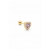 Altın Renk Mor Kalp Detaylı Cerrahi Çelik Tragus/Kıkırdak Küpe/Piercing (Tek)