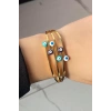 Altın Renk Nazar Boncuk Figürlü Çelik Kelepçe Bileklik
