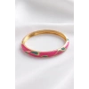 Altın Renk Pembe Mineli Kelepçe Bileklik