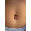 Altın Renk Pembe Taşlı Cerrahi Çelik Göbek Piercing