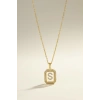 Altın Renk S Harf Taş Detaylı Çelik Kolye