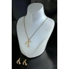 Altın Renk T Harfli Çelik Kolye Ve Küpe Set