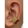 Altın Renk Taş Detaylı 14K Altın Kaplama TX Ear Cuff (Tek)