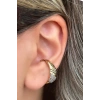 Altın Renk Taş Detaylı 14K Altın Kaplama TX Ear Cuff (Tek)