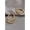 Altın Renk Taş Detaylı 14K Altın Kaplama TX Ear Cuff (Tek)