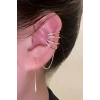 Altın Renk Taş Detaylı 14K Altın Kaplama TX Ear Cuff (Tek)