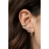 Altın Renk Taş Detaylı 14K Altın Kaplama TX Ear Cuff (Tek)