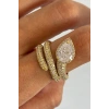 Altın Renk Taş Detaylı Ayarlanabilir Yüzük
