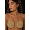 Altın Renk Taş Detaylı Bikini Üstü /Bralet /Vücut Aksesuarı