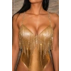 Altın Renk Taş Detaylı Bikini Üstü /Bralet /Vücut Aksesuarı