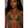 Altın Renk Taş Detaylı Bikini Üstü /Bralet /Vücut Aksesuarı