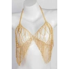 Altın Renk Taş Detaylı Bikini Üstü /Bralet /Vücut Aksesuarı