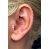 Altın Renk Taş Detaylı Çelik Halka Tragus/Kıkırdak Küpe/Piercing (Tek)