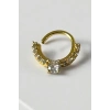 Altın Renk Taş Detaylı Çelik Halka Tragus/Kıkırdak Küpe/Piercing (Tek)