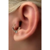 Altın Renk Taş Detaylı Çelik Halka Tragus/Kıkırdak Küpe/Piercing (Tek)