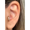 Altın Renk Taş Detaylı Çelik Halka Tragus/Kıkırdak Küpe/Piercing (Tek)