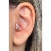 Altın Renk Taş Detaylı Çelik Halka Tragus/Kıkırdak Küpe/Piercing (Tek)
