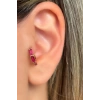 Altın Renk Taş Detaylı Çelik Halka Tragus/Kıkırdak Küpe/Piercing (Tek)