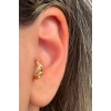 Altın Renk Taş Detaylı Çelik Halka Tragus/Kıkırdak Küpe/Piercing (Tek)