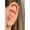 Altın Renk Taş Detaylı Çelik Halka Tragus/Kıkırdak Küpe/Piercing (Tek)
