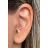 Altın Renk Taş Detaylı Çelik Halka Tragus/Kıkırdak Küpe/Piercing (Tek)