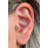 Altın Renk Taş Detaylı Çelik Tragus/Kıkırdak Küpe/Piercing (Tek)