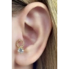 Altın Renk Taş Detaylı Çelik Tragus/Kıkırdak Küpe/Piercing (Tek)