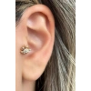 Altın Renk Taş Detaylı Çelik Tragus/Kıkırdak Küpe/Piercing (Tek)