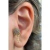 Altın Renk Taş Detaylı Çelik Tragus/Kıkırdak Küpe/Piercing (Tek)