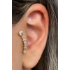 Altın Renk Taş Detaylı Çelik Tragus/Kıkırdak Küpe/Piercing (Tek)