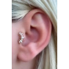 Altın Renk Taş Detaylı Çelik Tragus/Kıkırdak Küpe/Piercing (Tek)