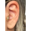 Altın Renk Taş Detaylı Çelik Tragus/Kıkırdak Küpe/Piercing (Tek)