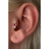 Altın Renk Taş Detaylı Çelik Tragus/Kıkırdak Küpe/Piercing (Tek)