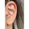 Altın Renk Taş Detaylı Çelik Tragus/Kıkırdak Küpe/Piercing (Tek)