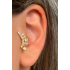 Altın Renk Taş Detaylı Çelik Tragus/Kıkırdak Küpe/Piercing (Tek)
