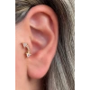 Altın Renk Taş Detaylı Çelik Tragus/Kıkırdak Küpe/Piercing (Tek)