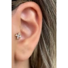 Altın Renk Taş Detaylı Çelik Tragus/Kıkırdak Küpe/Piercing (Tek)