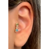 Altın Renk Taş Detaylı Çelik Tragus/Kıkırdak Küpe/Piercing (Tek)