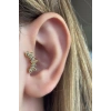 Altın Renk Taş Detaylı Çelik Tragus/Kıkırdak Küpe/Piercing (Tek)