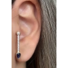 Altın Renk Taş Detaylı Çelik Tragus/Kıkırdak Küpe/Piercing (Tek)