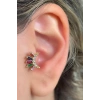 Altın Renk Taş Detaylı Çelik Tragus/Kıkırdak Küpe/Piercing (Tek)